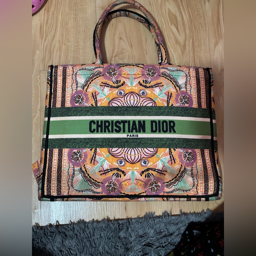 Multicolored/Floral Christian Dior Tote Bag